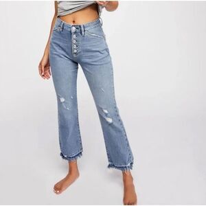 Free People | We the Free Dylan High Rise Bootcut Jeans Button Fly Distressed 27
